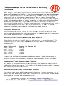 PEI Design Guidelines for the Photochemical Machining of Titanium