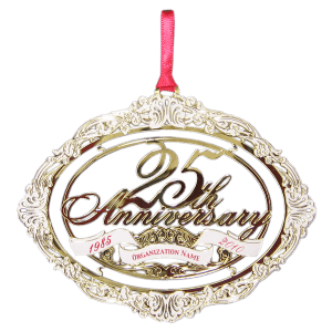 2D 25th Anniversary Commemorative Gold Finished Brass Ornament with 2 Color Screenprint