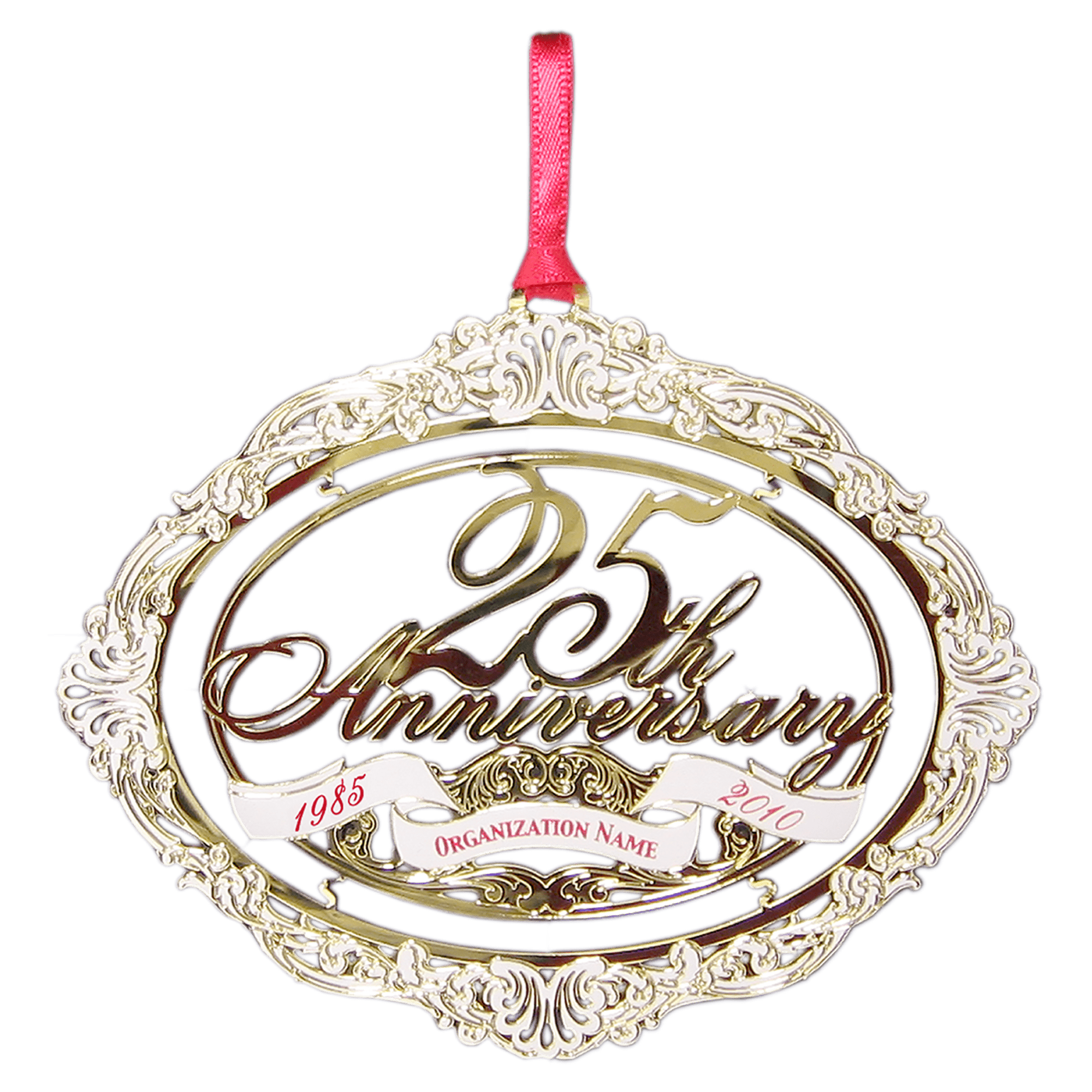 25th Anniversary Commemortive Ornament with 2 Color Silkscreen