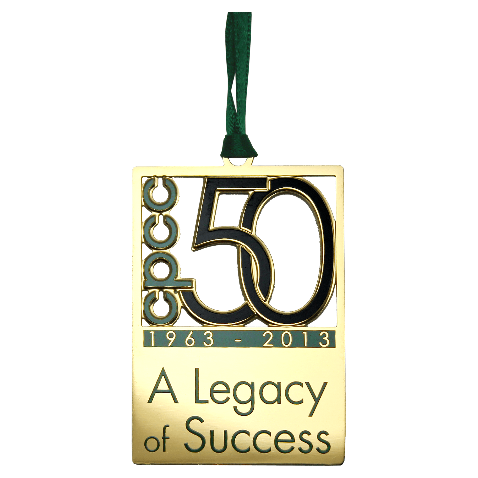 2D Gold Plated Brass Anniversary Ornament with 2 Color Silkscreen