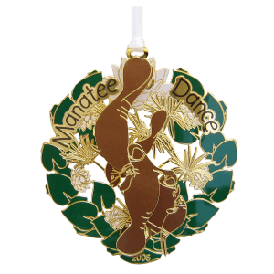 2D Brass Ornament Finished in Gold with 2 Color Screenprint