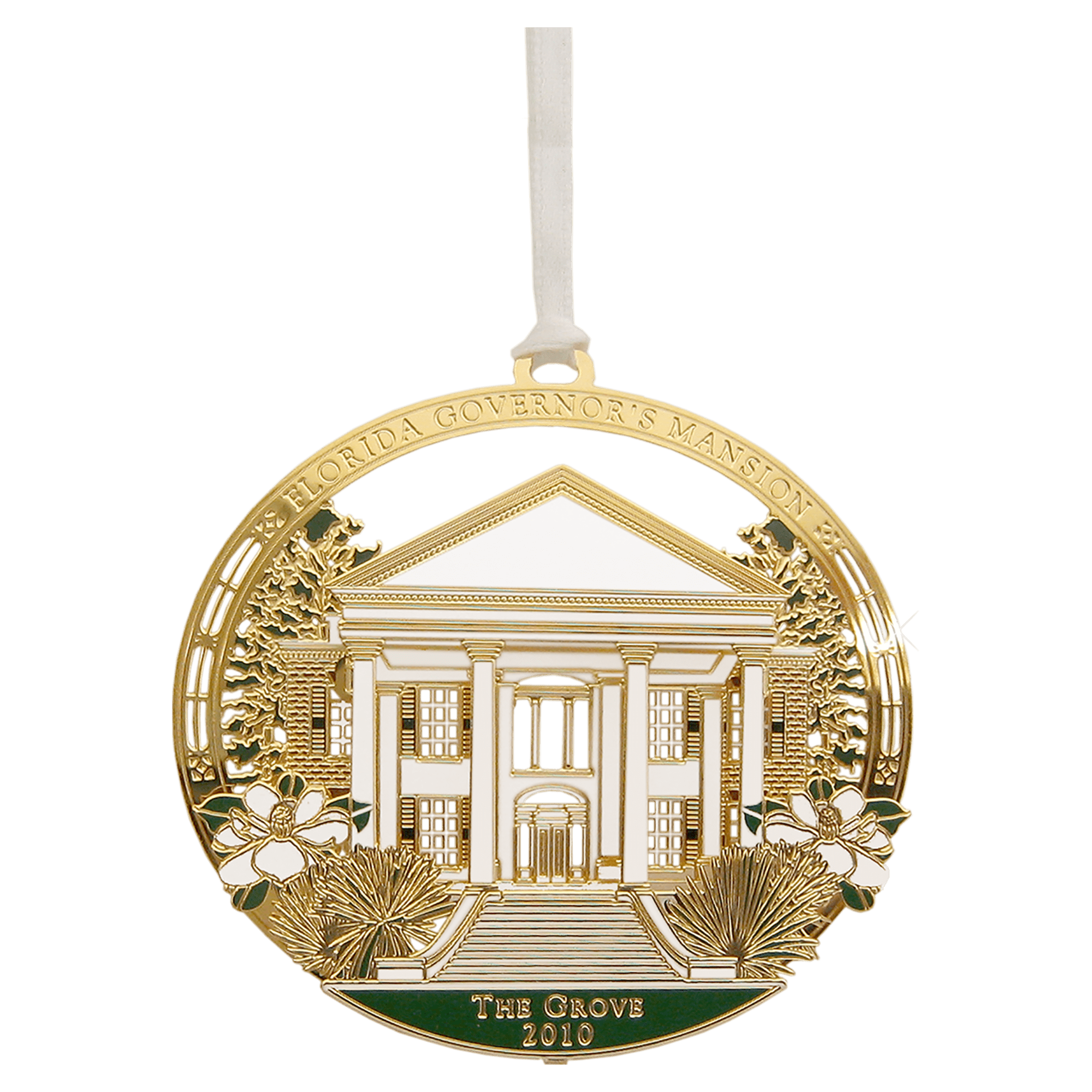 2D Gold Plated Brass Ornament with 2 Color Silkscreen