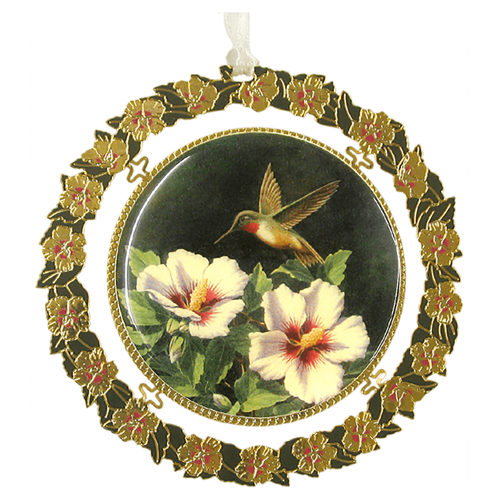 2D Gold Plated Brass Ornament with Raised Center _ Flat Back Domed Image