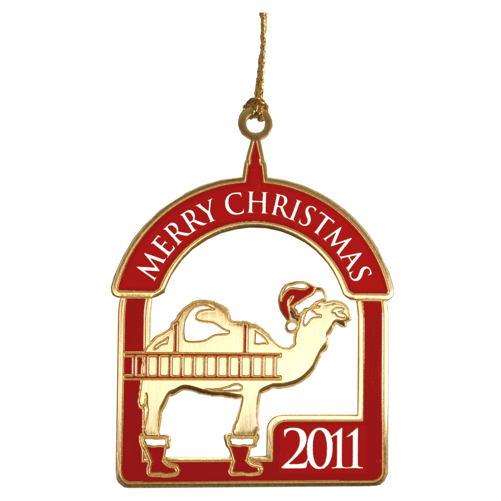 2D Gold Plated Brass Ornament with Red Silkscreen (Camel)