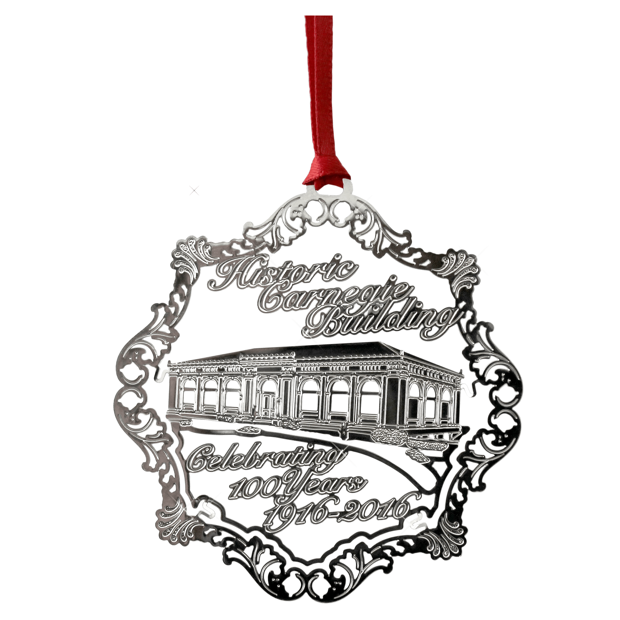2D Rhodium Plated Anniversary Ornament (Carnegie)