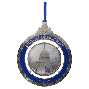2D Brass Ornament Finished in Imitation Rhodium with Center Domed Photo Decal