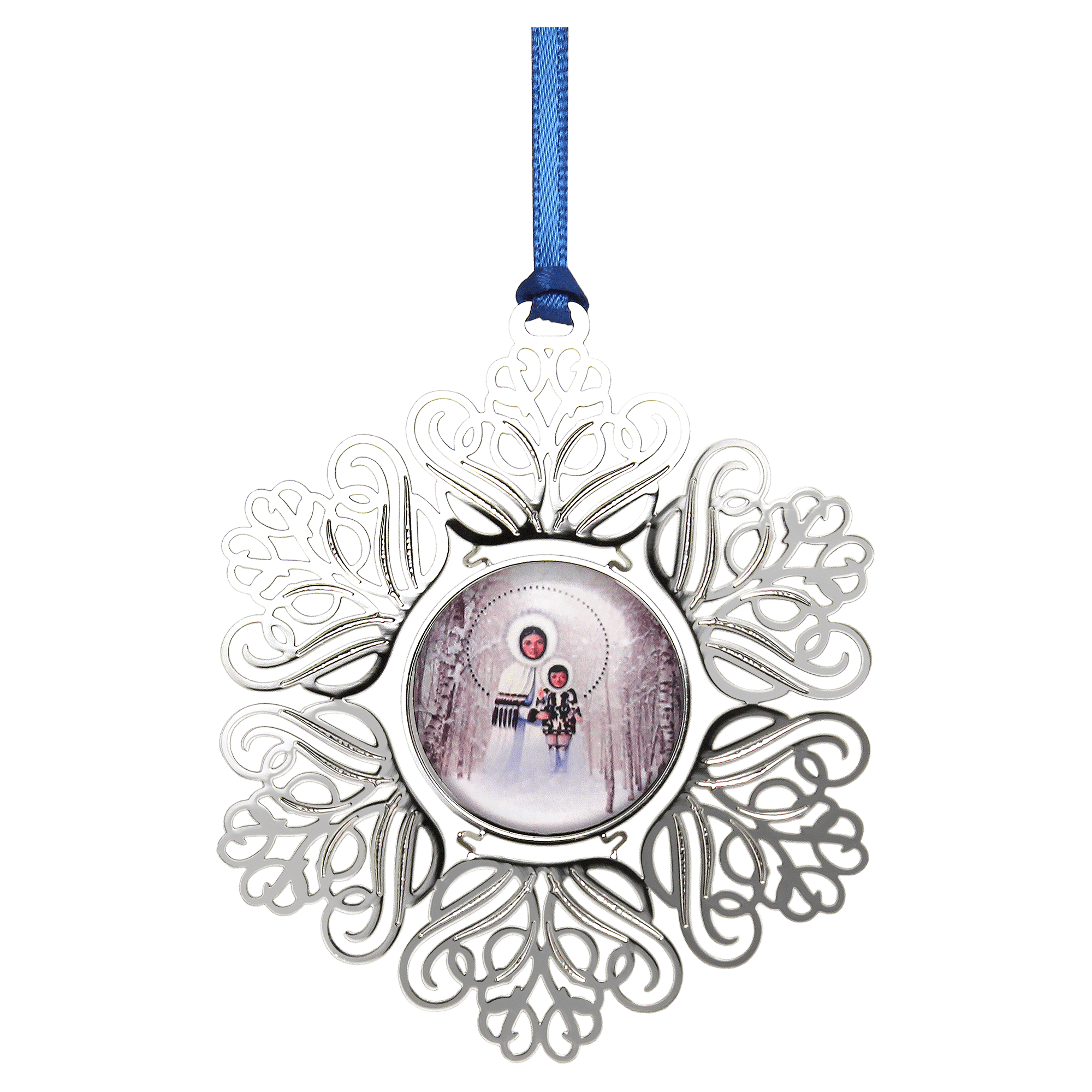 2D Rhodium Plated Ornament with Acrylic Photo Plaque