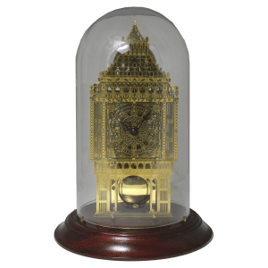 3D Brass Keepsake Clock Inside Display Case