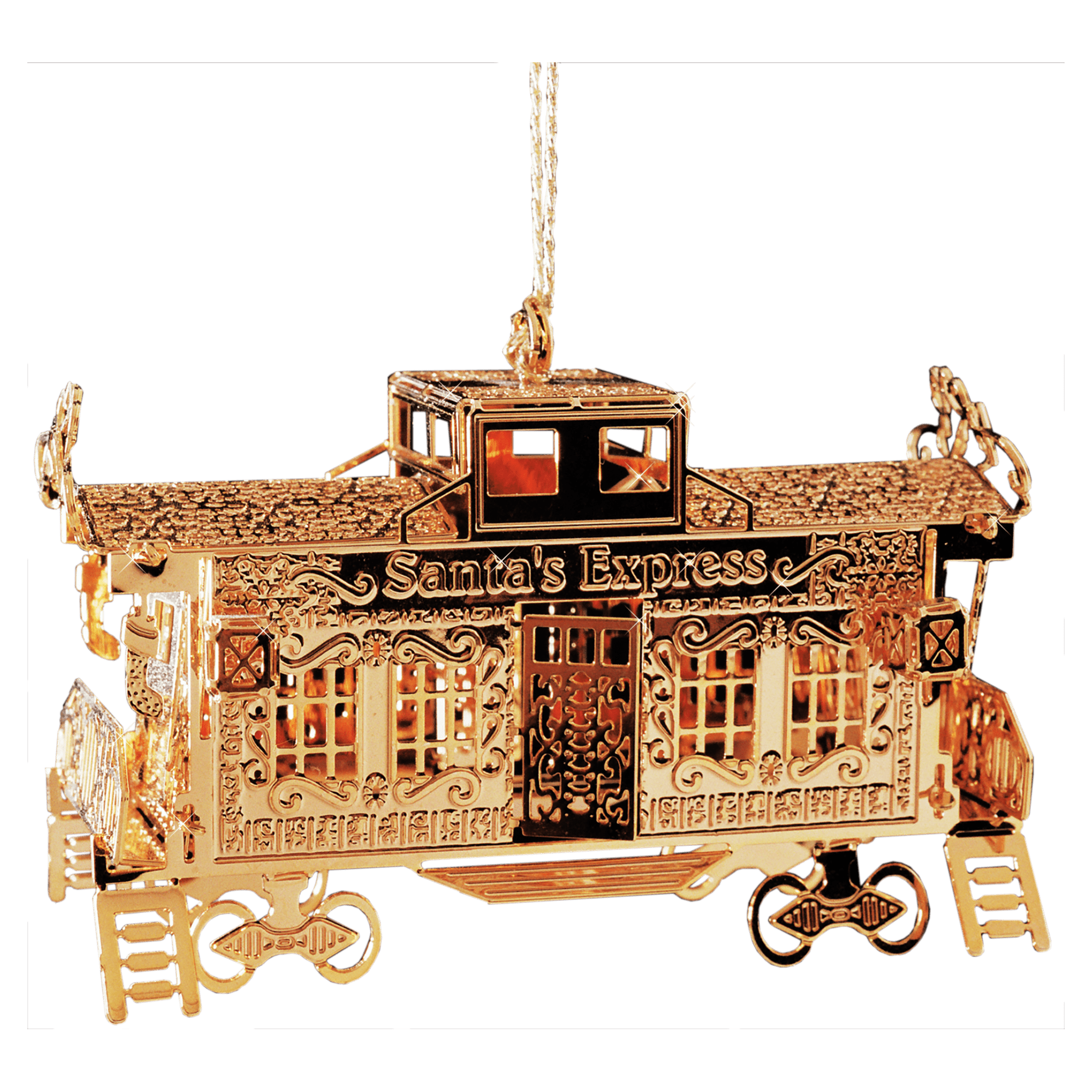 3D Gold Plated Brass Ornament (Santa_s Express)
