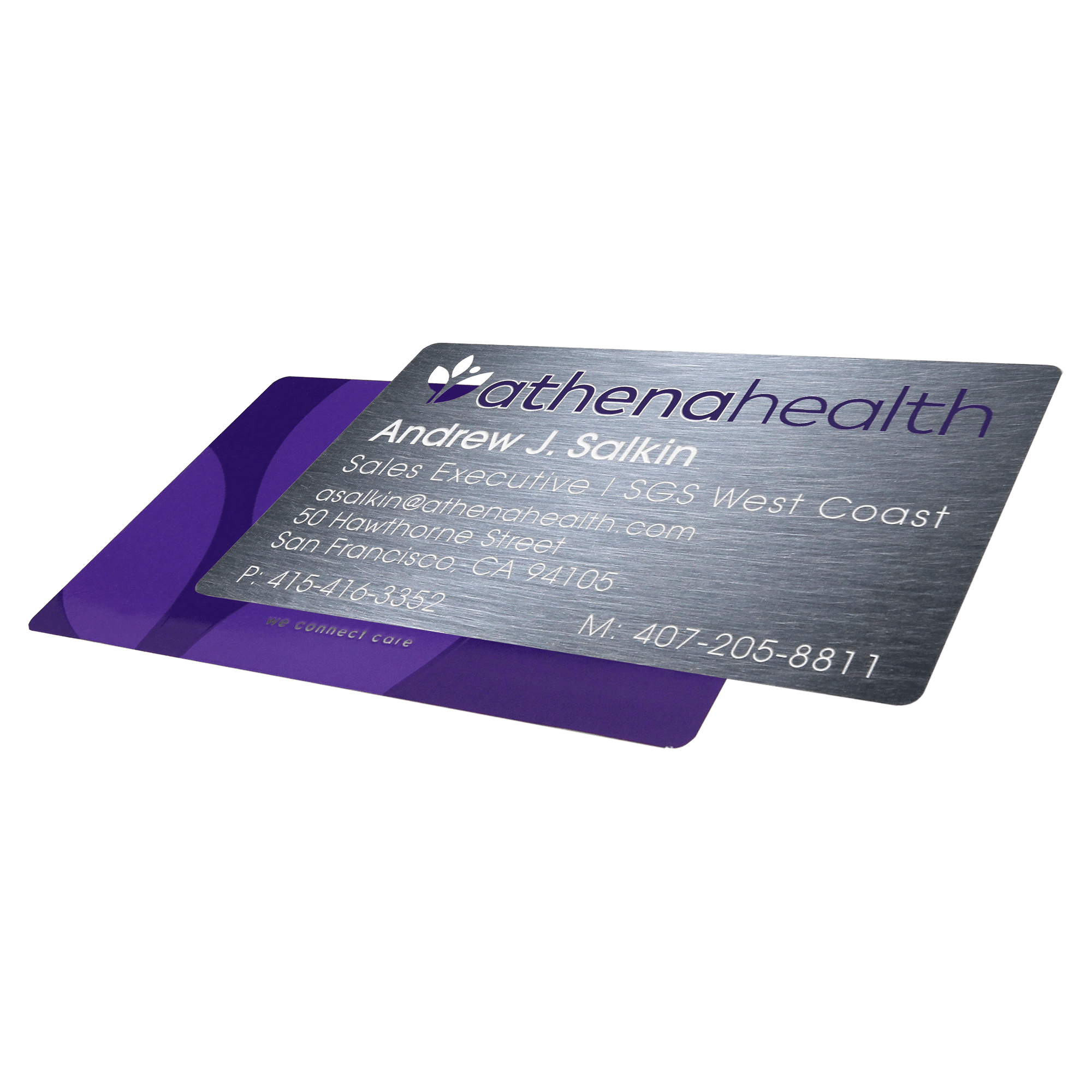 Stainless Steel Etched Business Card with 2 Color Silkscreen