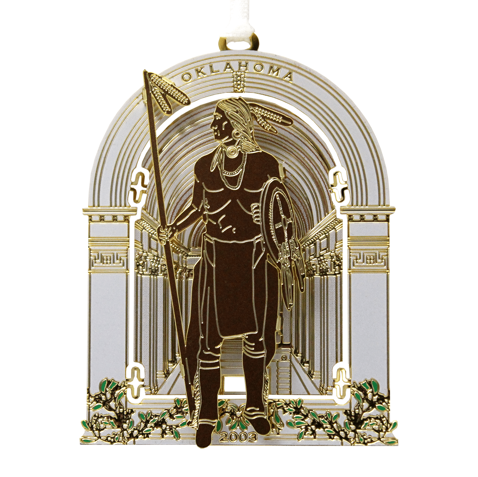 2D Brass Ornament Finished in 24K Gold and Silkscreen Printing