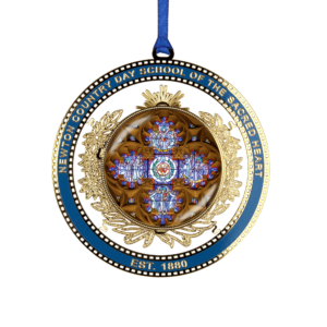 2D Brass Ornament Finished in 24K Gold with Inkjet Printing & Clear Dome