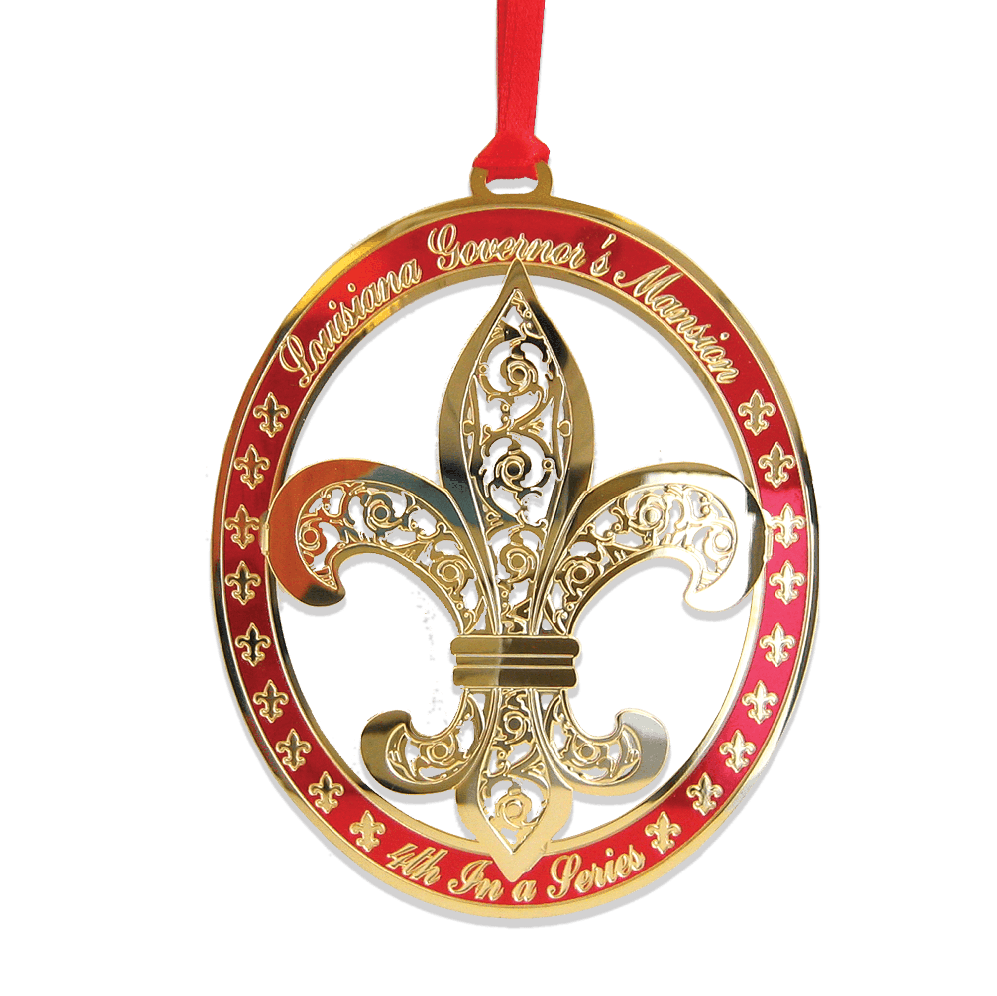 2-D Brass Ornament Finished In 24K Gold with Screen Print
