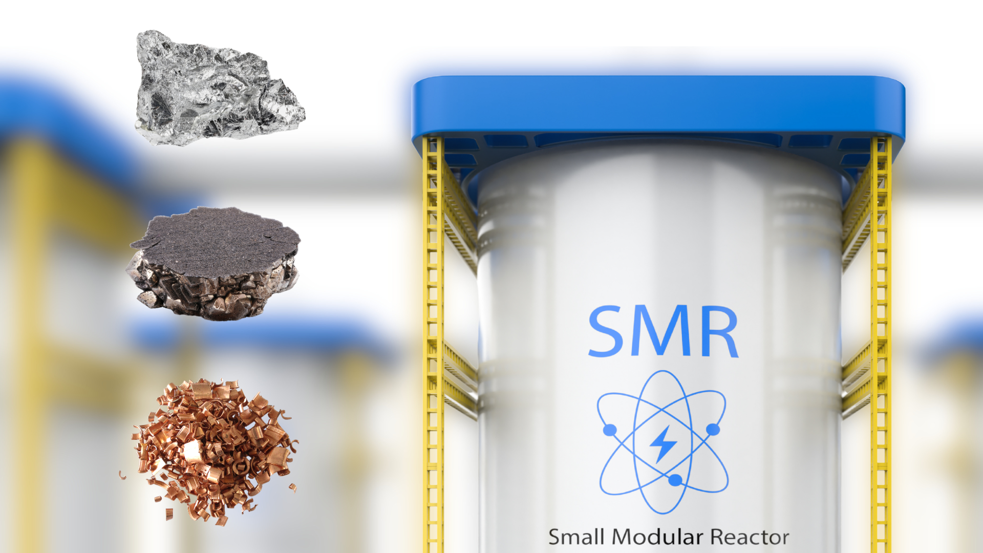 Small modular reactor with raw metals.